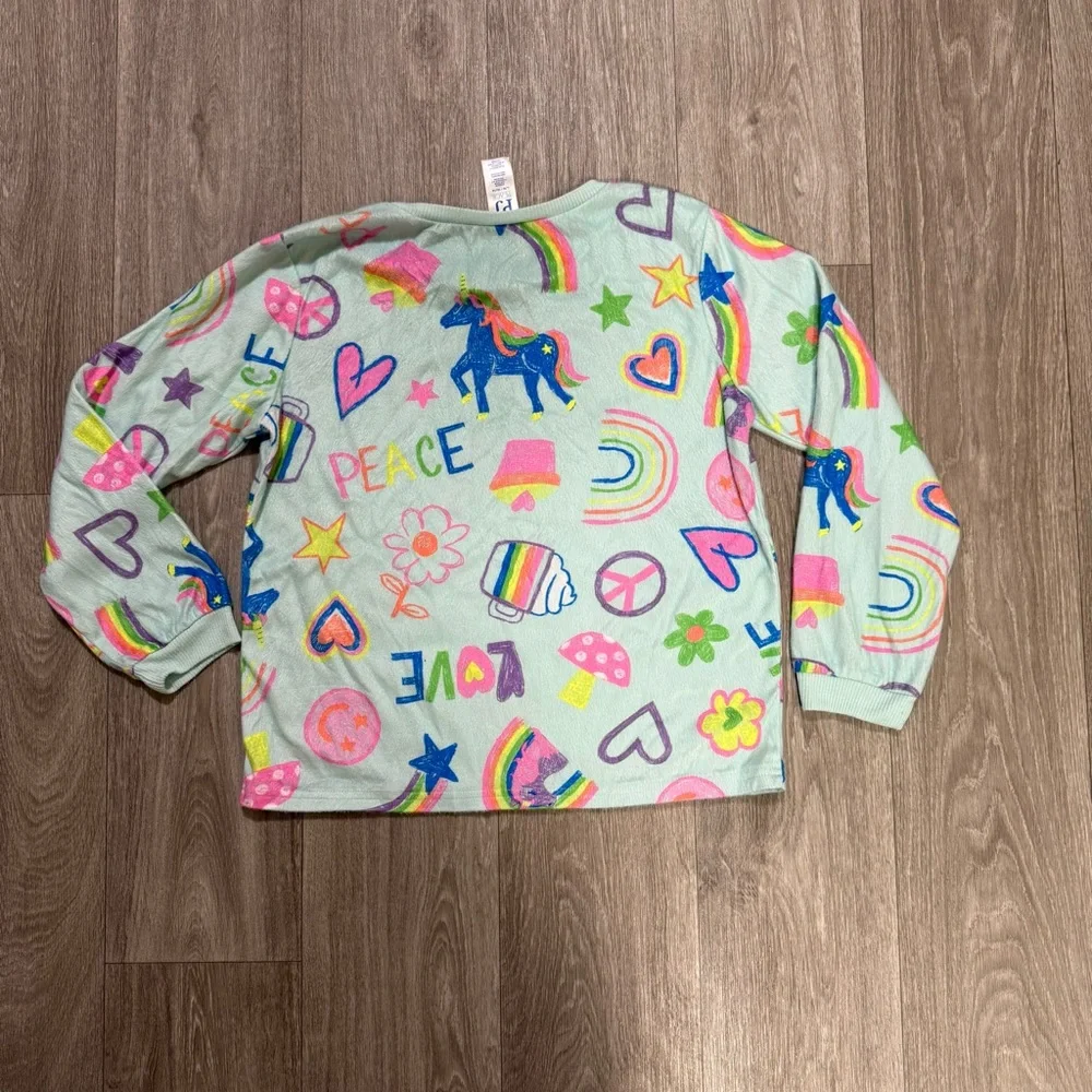 Girls Sz 10 Long Sleeve Pants Pajamas Colorful The Children’s Place Doodle Peace